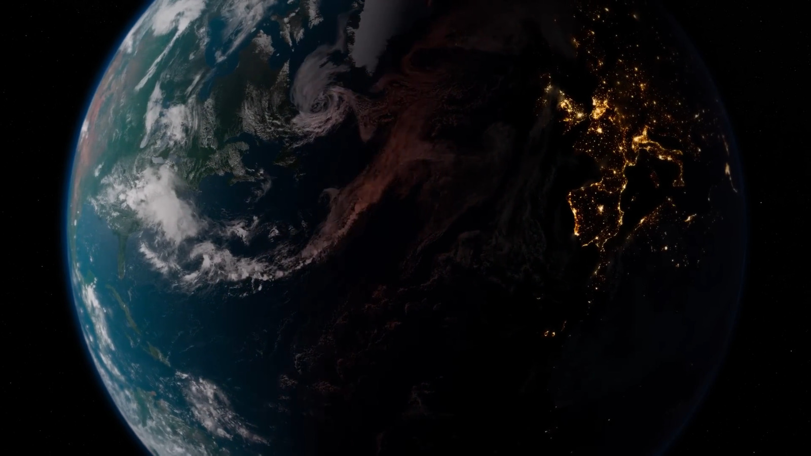 a view of the earth from space at night