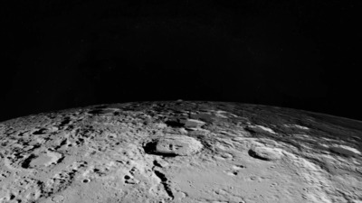 the surface of the moon in black and white