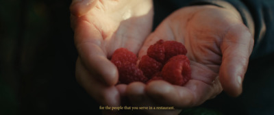 a person holding raspberries in their hands