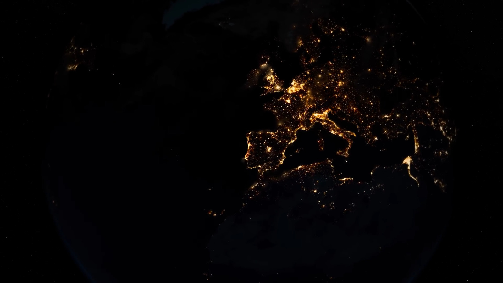 a view of the earth from space at night