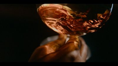 a close up of a person holding a wine glass