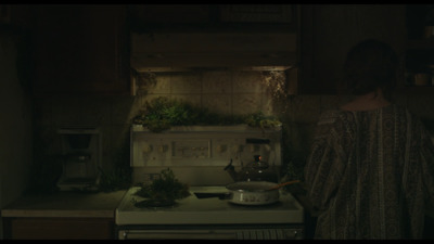 a woman standing in a kitchen next to a stove