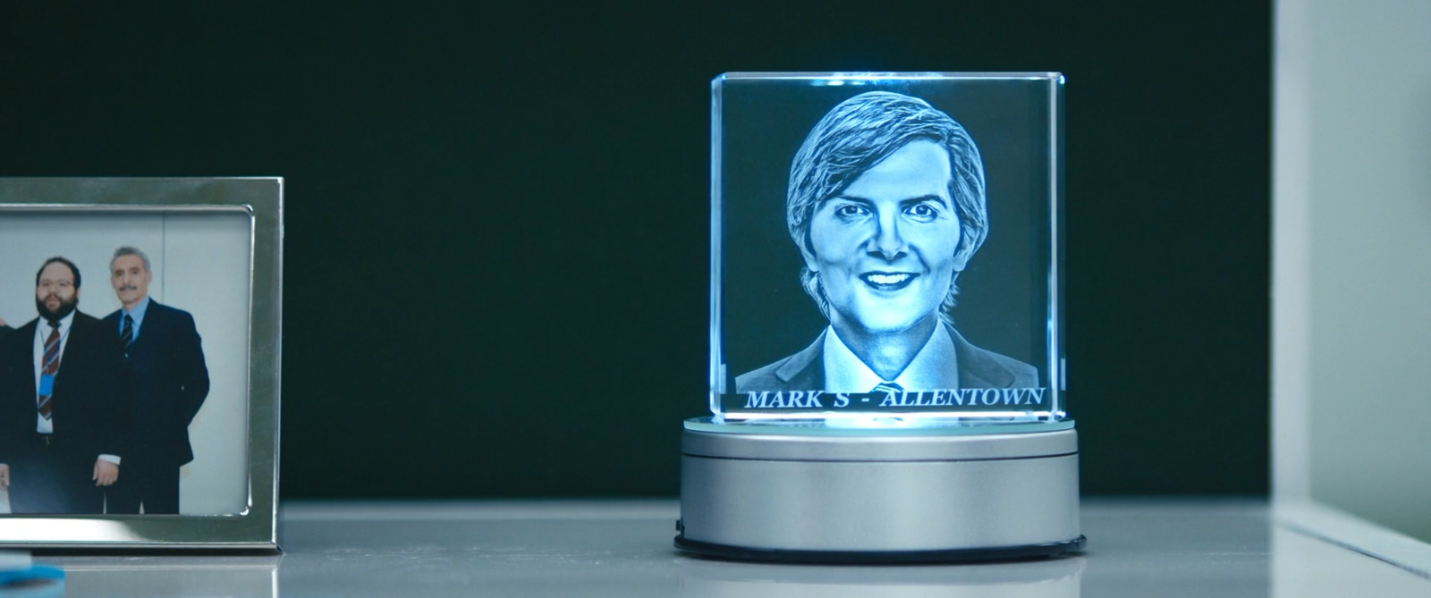 a glass block with a picture of a woman on it