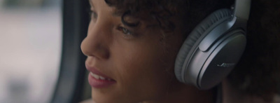 a close up of a person wearing headphones