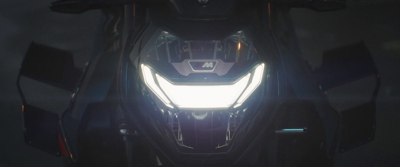 a close up of the headlights of a motorcycle