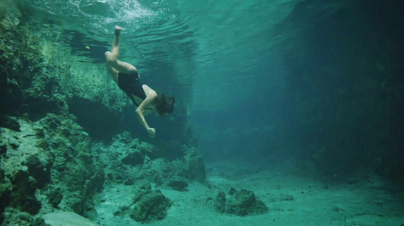 a person swimming in a body of water