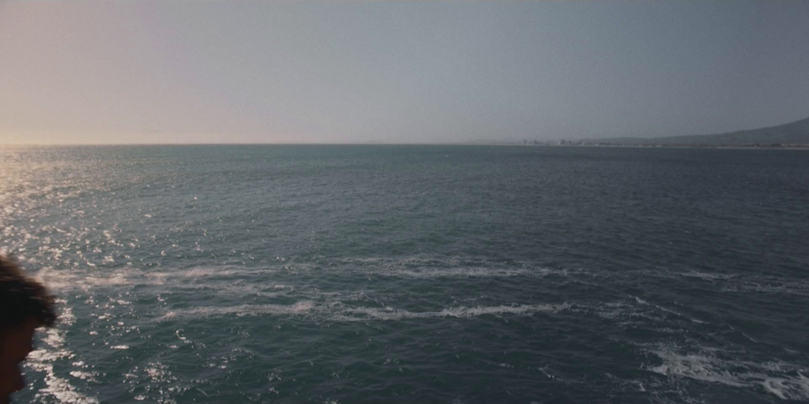 a man is looking at the ocean from a boat