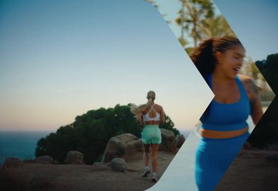 a woman in a blue top and a woman in a blue skirt