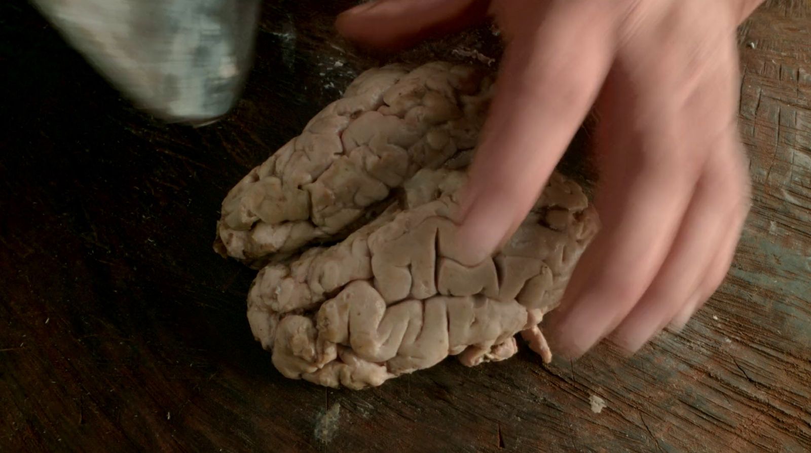 a close up of a person touching a cookie