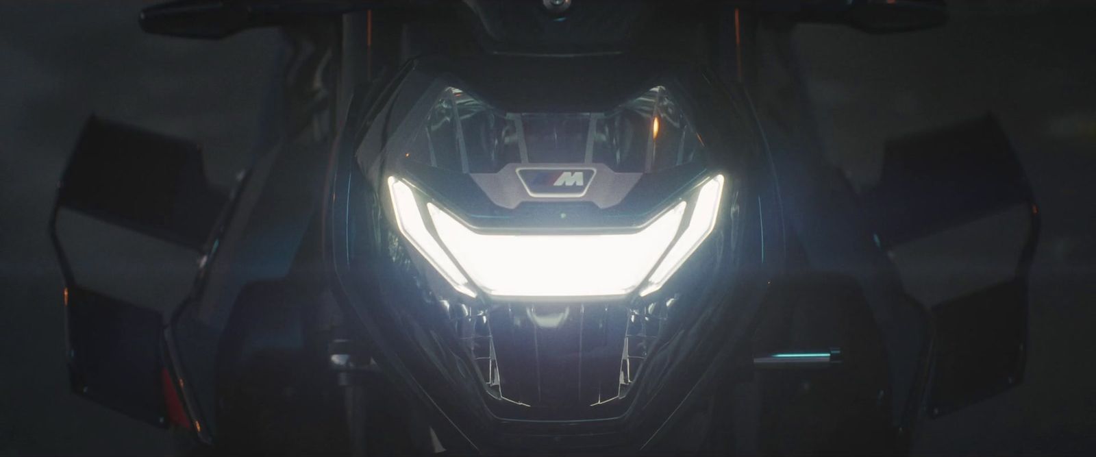 a close up of the headlights of a motorcycle