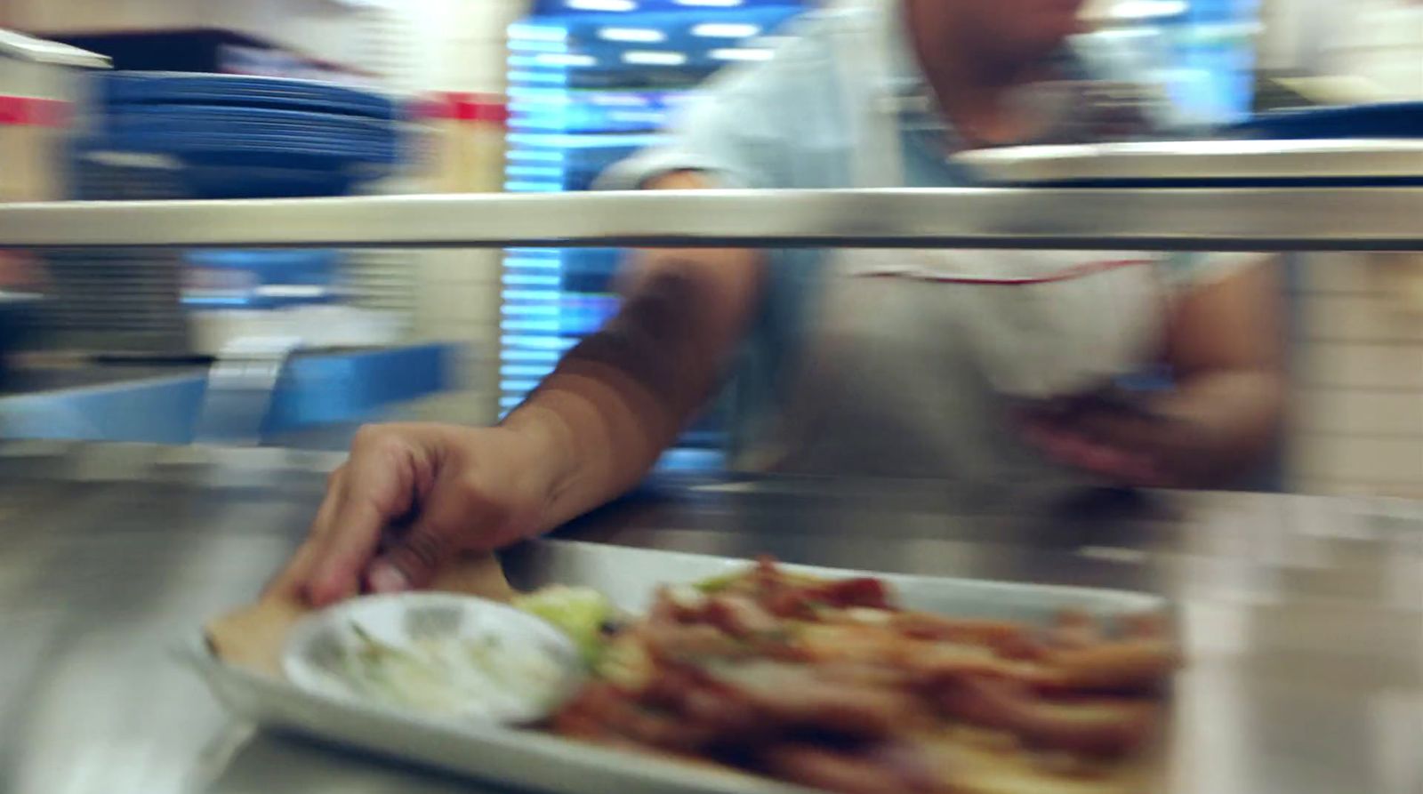 a close up of a tray of food in a kitchen