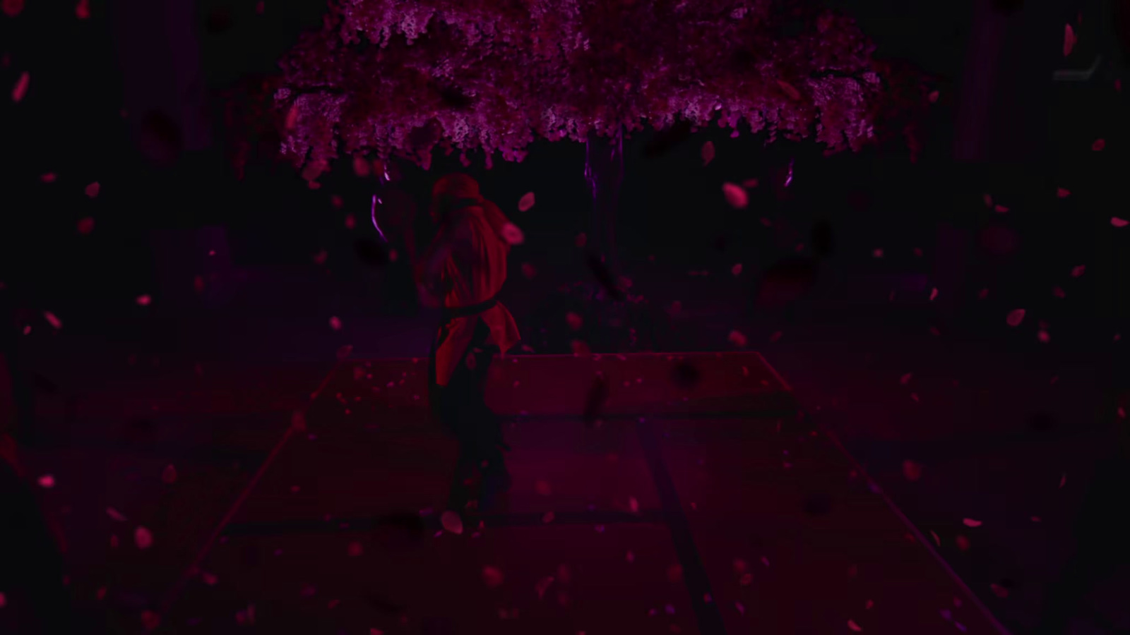 a person standing under a tree in the dark