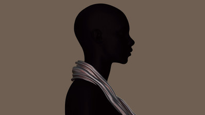 a silhouette of a man with a scarf around his neck