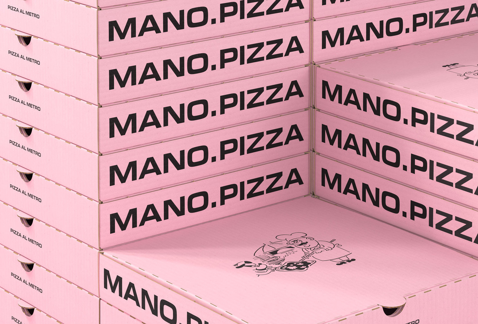 a stack of pizza boxes stacked on top of each other