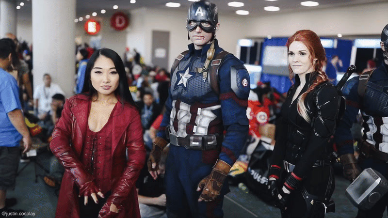 a group of people dressed up as captain america