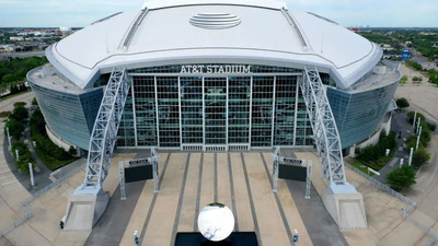 an aerial view of the outside of a stadium