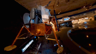 a space shuttle is shown in a museum