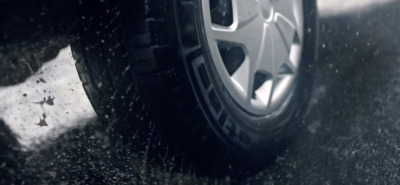 a close up of a tire on a car