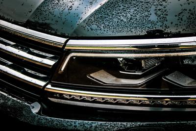 a close up of the front grille of a vehicle