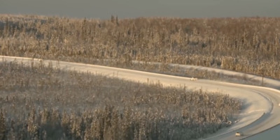 a winding road in the middle of a forest