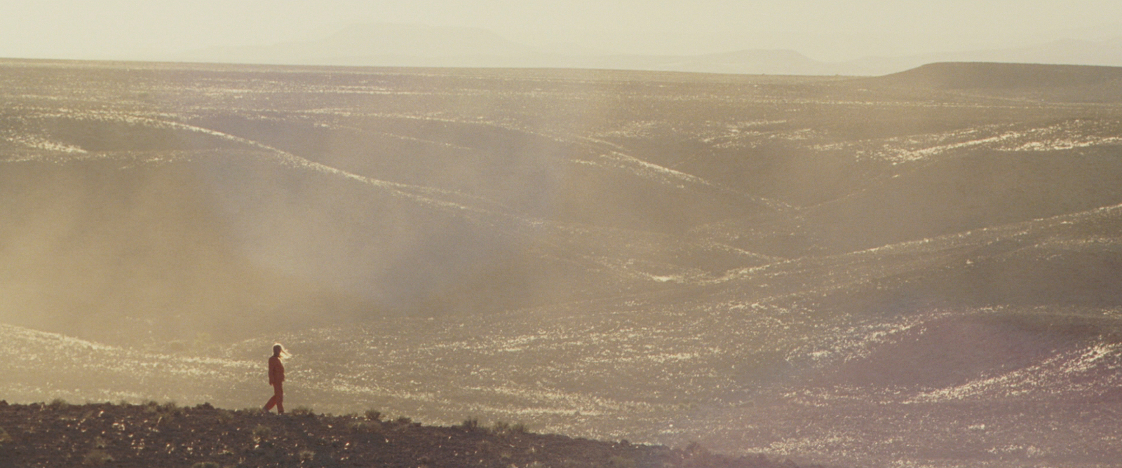 a person standing on top of a hill near the ocean