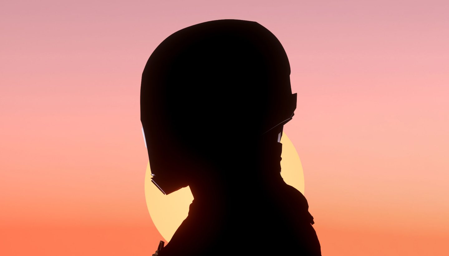 a silhouette of a person in front of a sunset