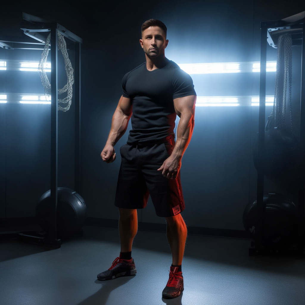 a man standing in front of a gym equipment