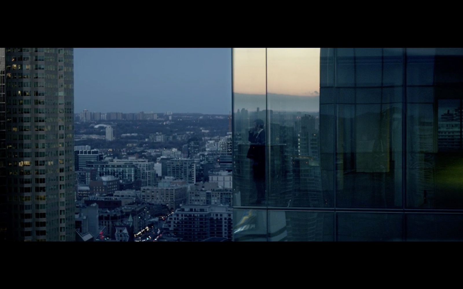 a view of a city from a high rise building