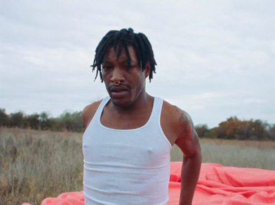 a man with dreadlocks standing in a field