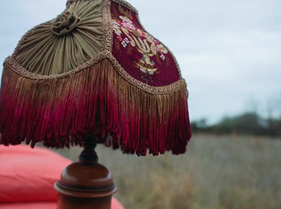 a lamp that is on top of a table