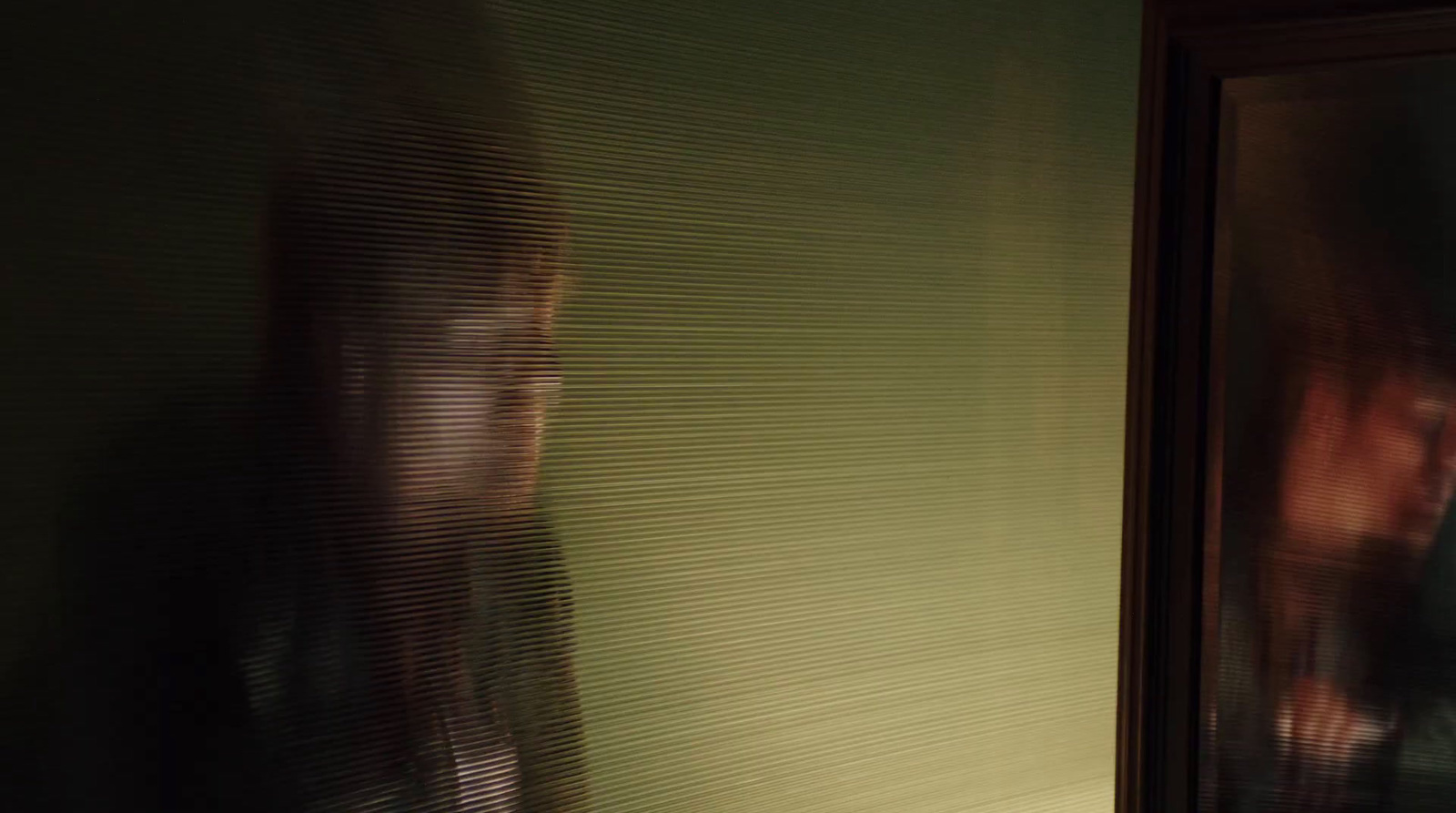 a blurry image of a woman's reflection in a mirror