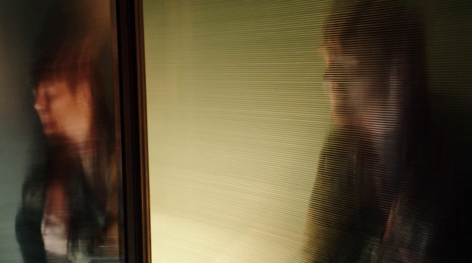 a blurry image of a woman standing in front of a window