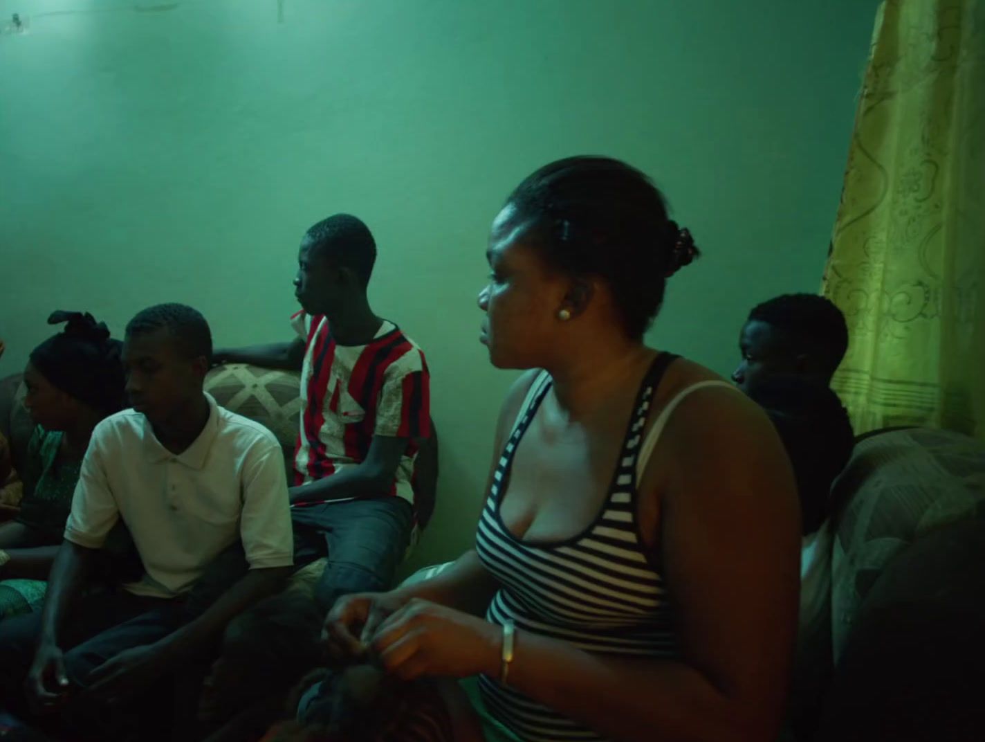 a group of people sitting in a room