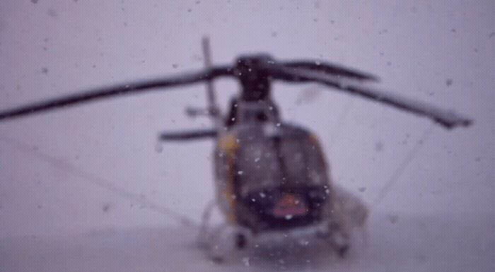 a helicopter that is sitting in the snow