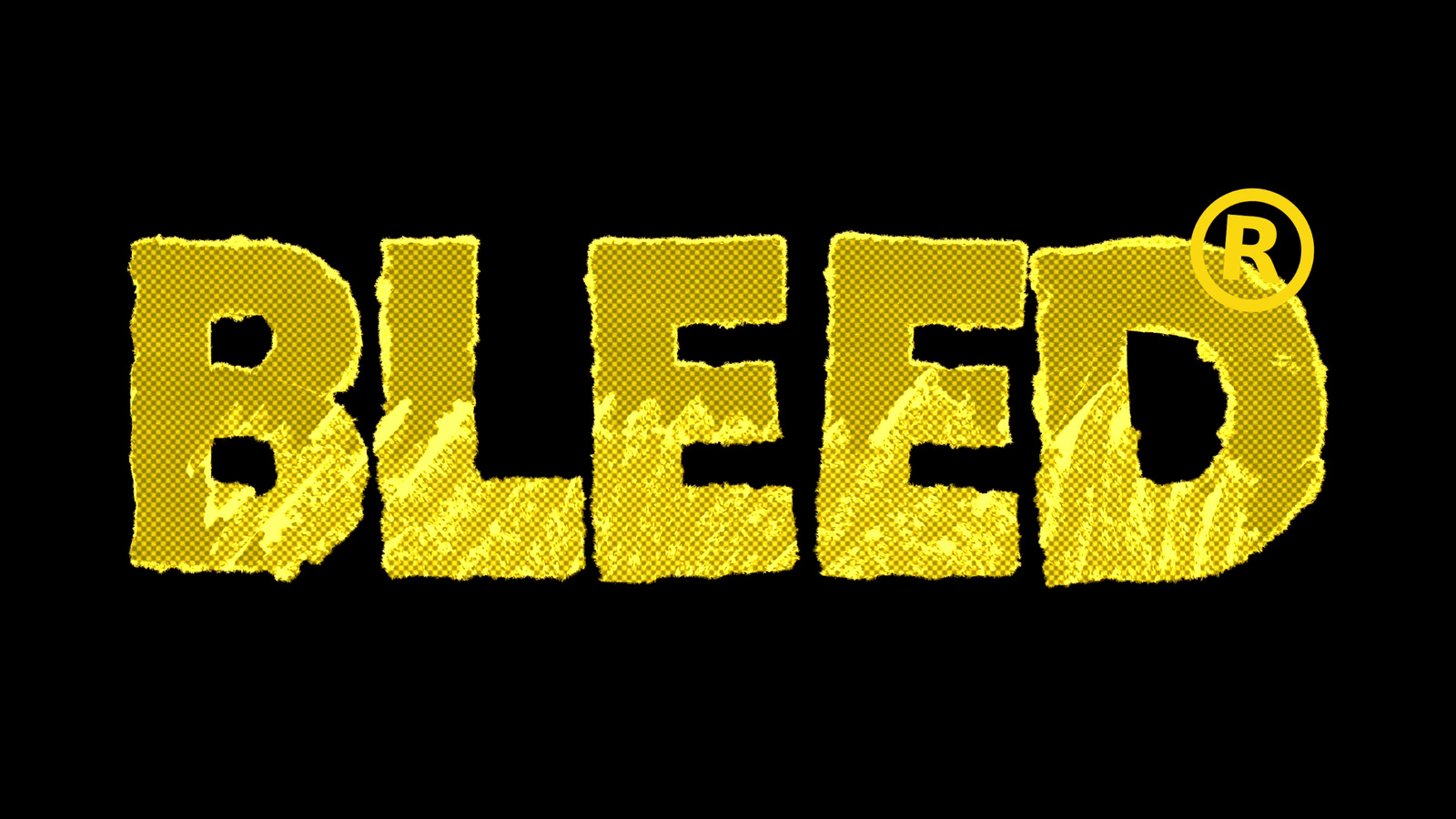 the word bleed written in yellow ink on a black background