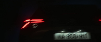 a close up of the tail lights of a car