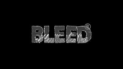 a black and white photo of the word bleed