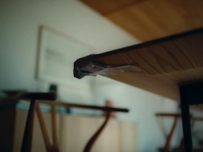 a bird sitting on top of a wooden table