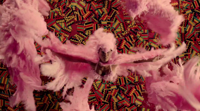 a group of pink feathers on top of a table