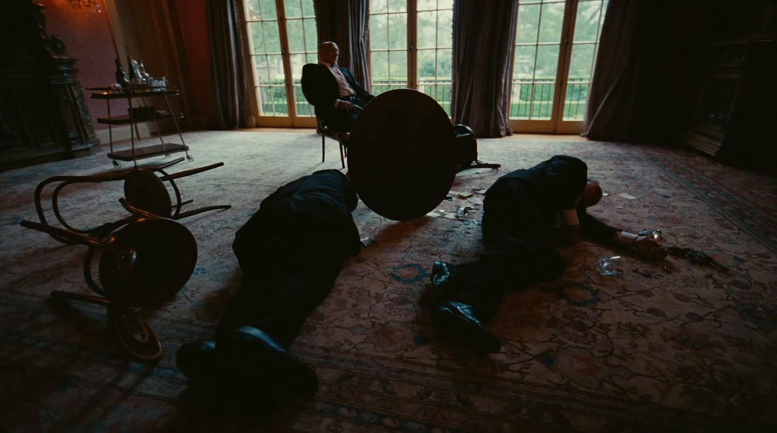 a group of people laying on the floor in a room