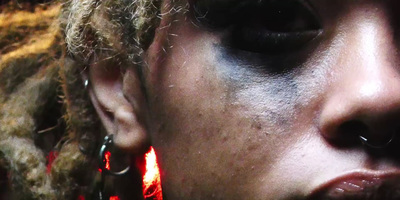 a close up of a person with makeup on