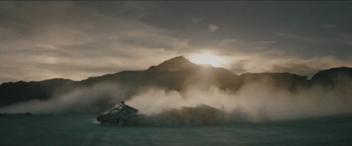 a house in the middle of a field with a mountain in the background