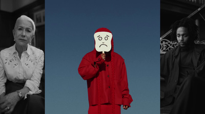 a woman in a red jacket and a woman in a white shirt with a sad