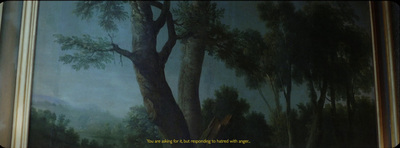 a painting of a tree in a forest