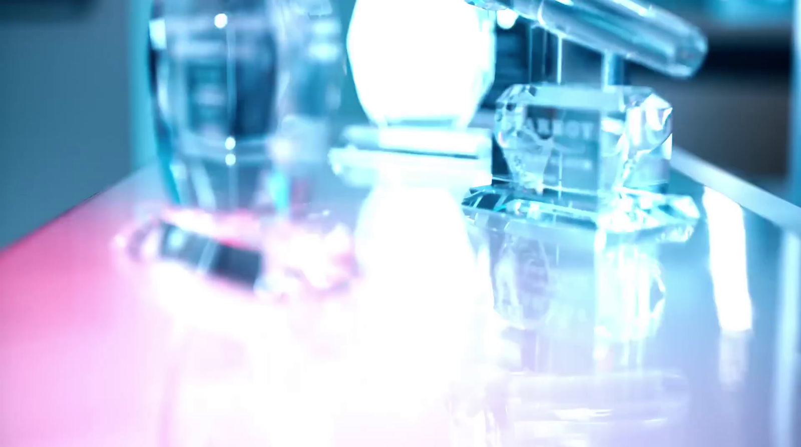 a close up of a glass object on a table