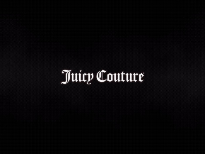 a black and white photo of juicy couture