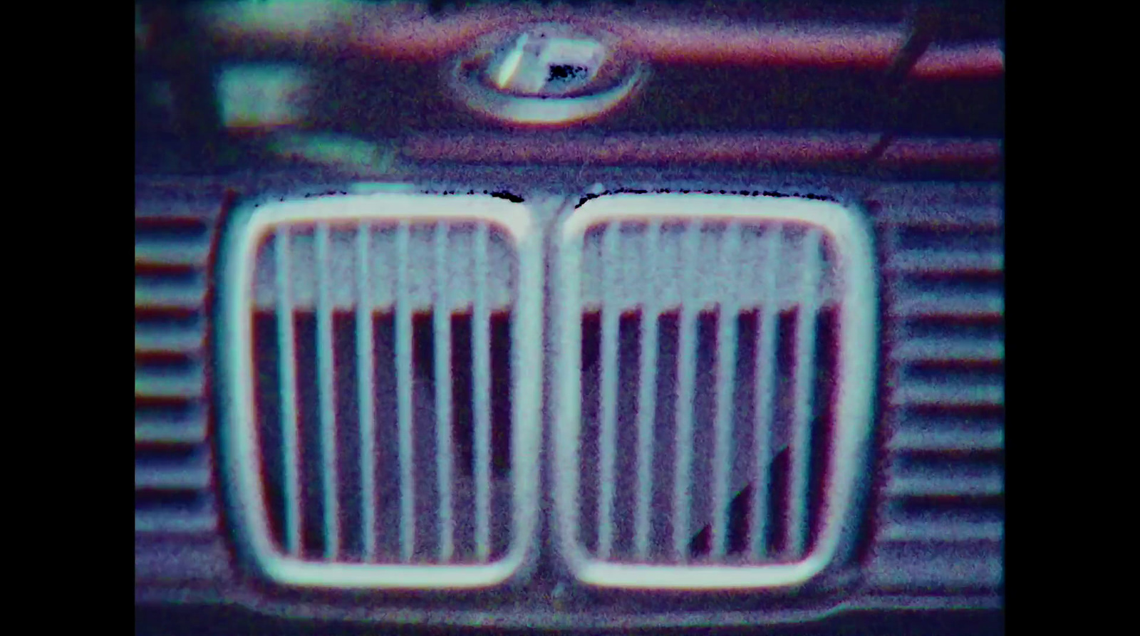 a close up of the front grill of a car