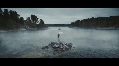 a small island in the middle of a lake