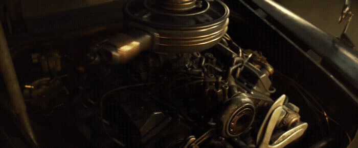 a close up of the engine of a car