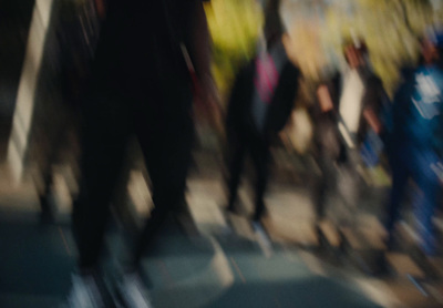 a blurry photo of a person riding a skateboard